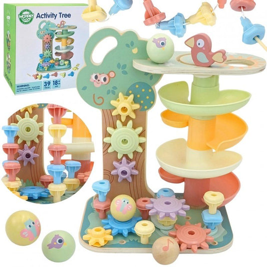 Montessori 4 - in - 1 Wooden Activity Tree - Kindeco