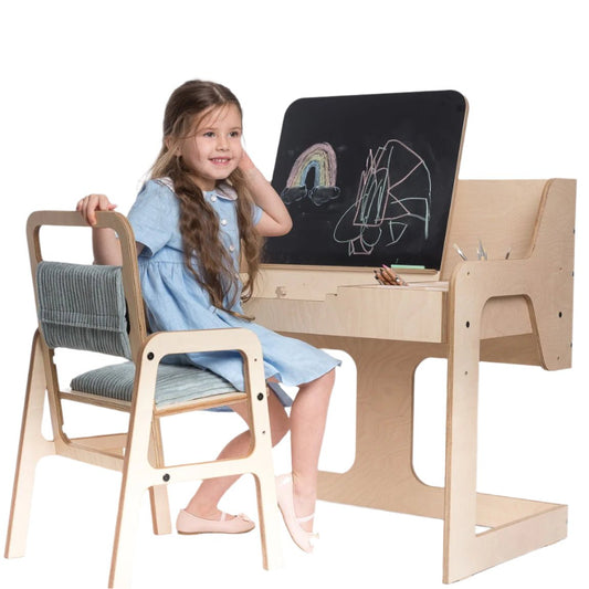 Montessori Table and Chair Set Luula - Mint Green - Kindeco