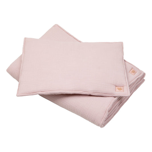 Muslin Baby Blanket + Pillow Set - Baby Pink - Kindeco
