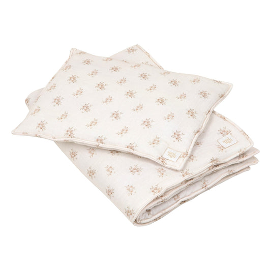 Muslin Baby Blanket + Pillow Set - Boho Flowers - Kindeco