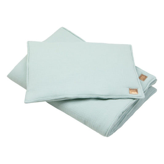 Muslin Baby Blanket + Pillow Set - Mint - Kindeco