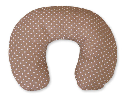 Nursing Croissant Pillow - Hanging Hearts White Dots on Brown - Kindeco