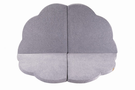 Play Mat for Kids - Cloud Shaped Light Grey Velvet - Kindeco