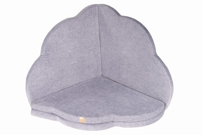 Play Mat for Kids - Cloud Shaped Light Grey Velvet - Kindeco