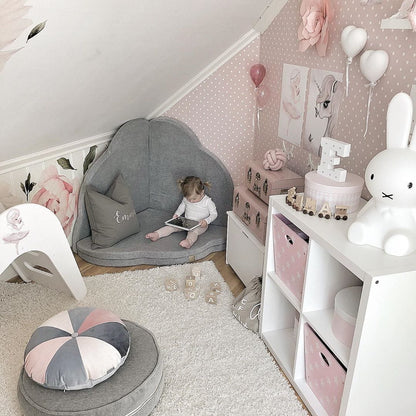 Play Mat for Kids - Cloud Shaped Light Grey Velvet - Kindeco