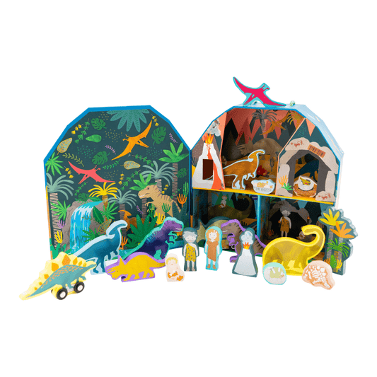 Playbox with Wooden Pieces - Dinosaur - Kindeco