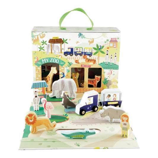 Playbox with Wooden Pieces - Jungle & Zoo - Kindeco