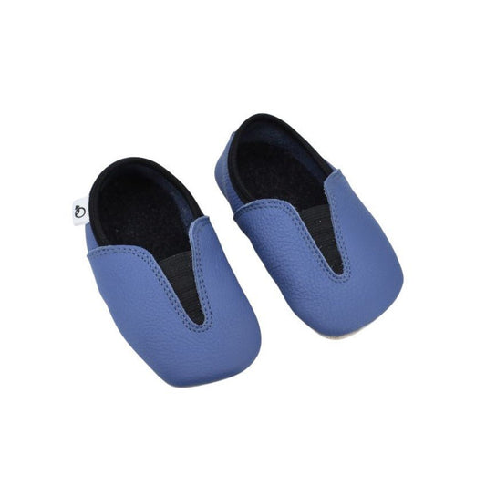 Punsa Kids Barefoot Slippers - Upcycled Leather, Blue - Kindeco