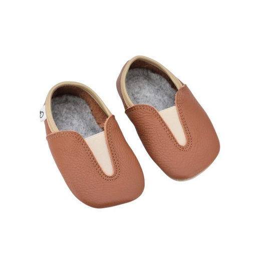 Punsa Kids Barefoot Slippers - Upcycled Leather, Terracota - Kindeco