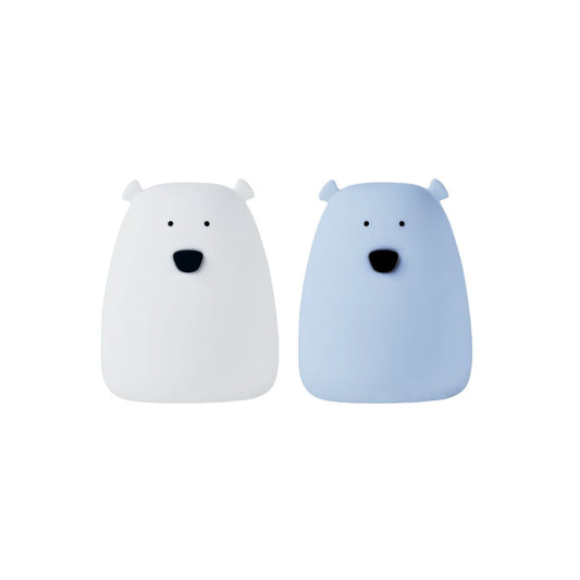 Set of 2 Mini Bear Lights - White and Arctic Blue - Kindeco