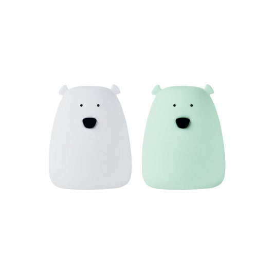 Set of 2 Mini Bear Lights - White and Arctic Green - Kindeco
