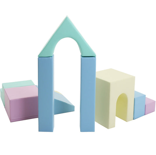 Soft Play 10 Foam Block Set - Light Pastel Creativity - Kindeco
