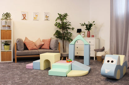 Soft Play 10 Foam Block Set - Light Pastel Creativity - Kindeco