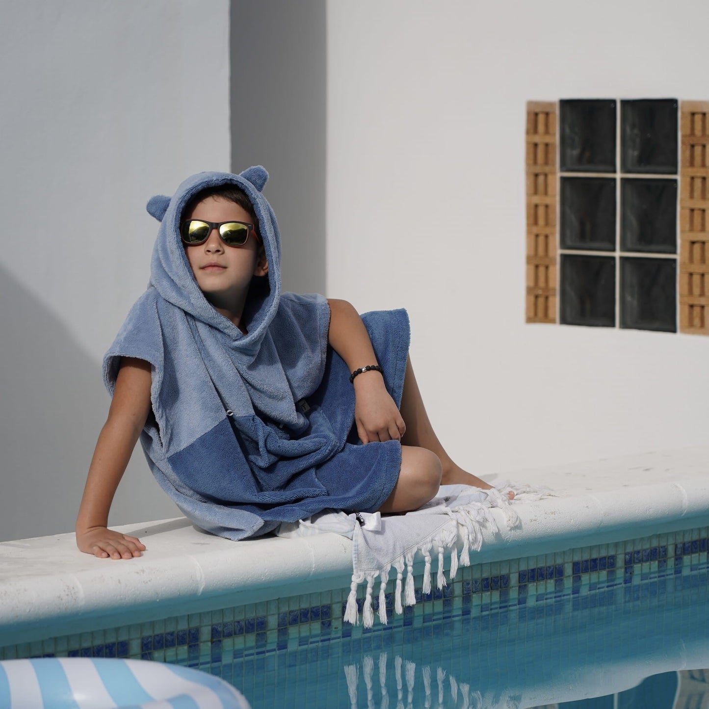 Surfbear Kids Bath Poncho - Blue - Kindeco