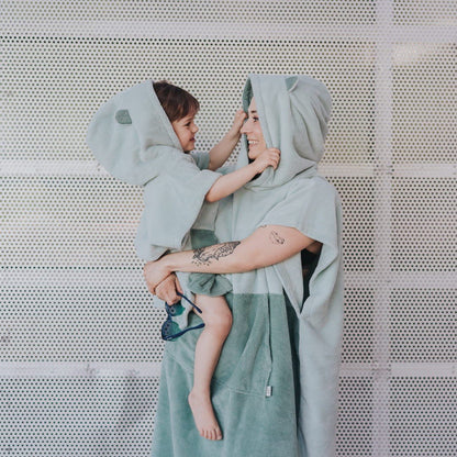 Surfbear Kids Bath Poncho - Green - Kindeco