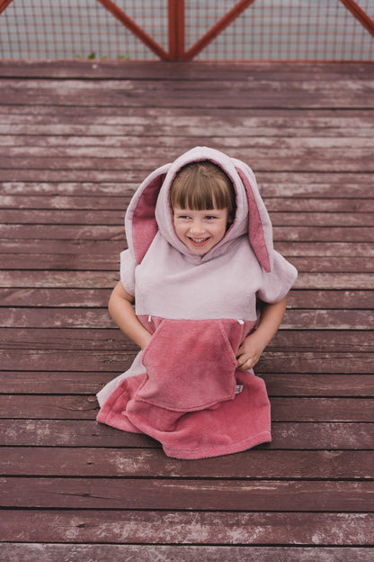 Surfbunny Kids Bath Poncho - Pink - Kindeco