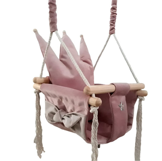 Swing with Crown Shaped Cushion - Dusty Pink - Kindeco