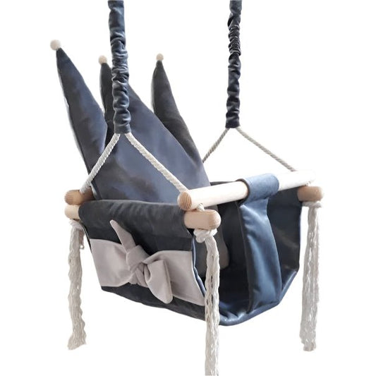 Swing with Crown Shaped Cushion - Grey - Kindeco