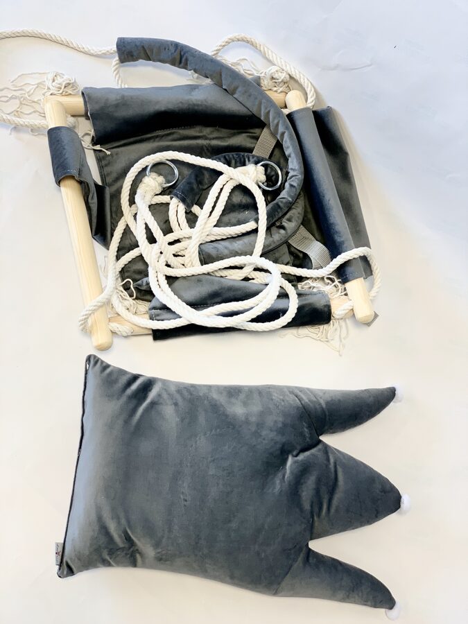 Swing with Crown Shaped Cushion - Grey - Kindeco
