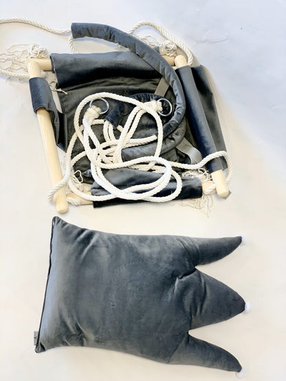 Swing with Crown Shaped Cushion - Grey - Kindeco