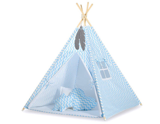 Teepee Tent for Kids – Chevron Blue - Kindeco