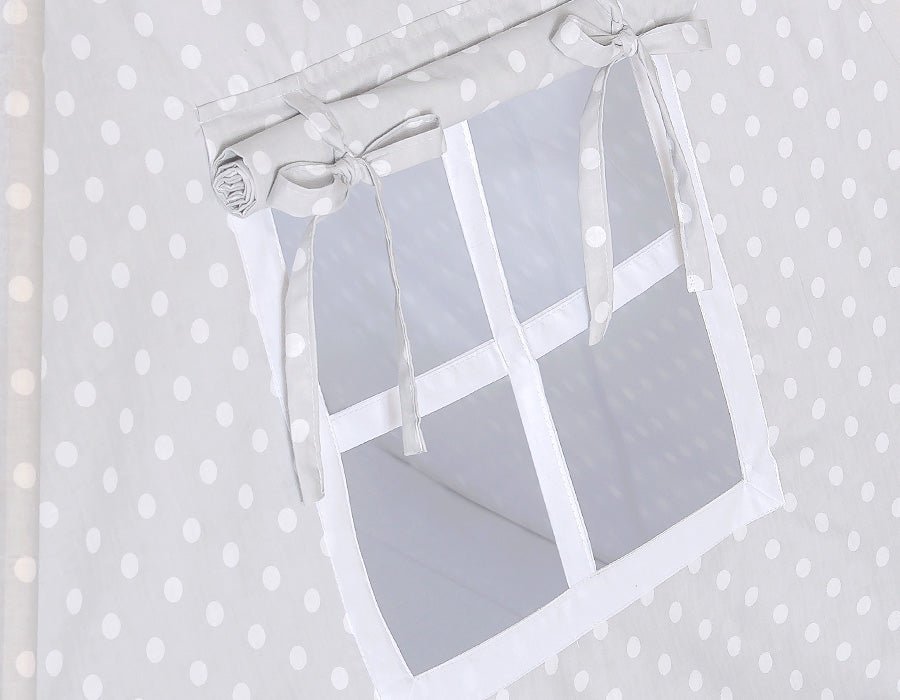 Teepee Tent for Kids – White Dots on Grey - Kindeco