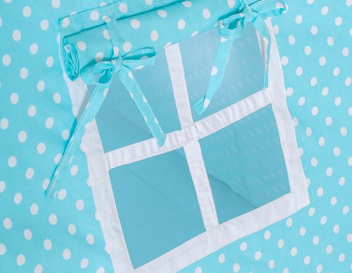 Teepee Tent for Kids – White Dots on Turquoise - Kindeco