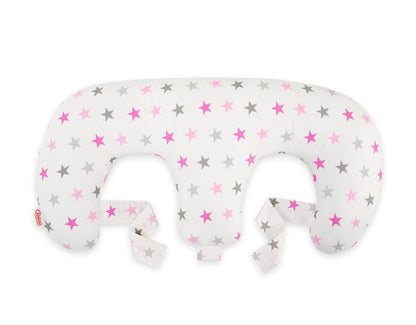 Twin Nursing Pillow - Grey - Pink Stars - Kindeco