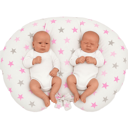 Twin Nursing Pillow - Grey - Pink Stars - Kindeco