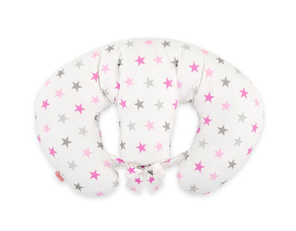 Twin Nursing Pillow - Grey - Pink Stars - Kindeco