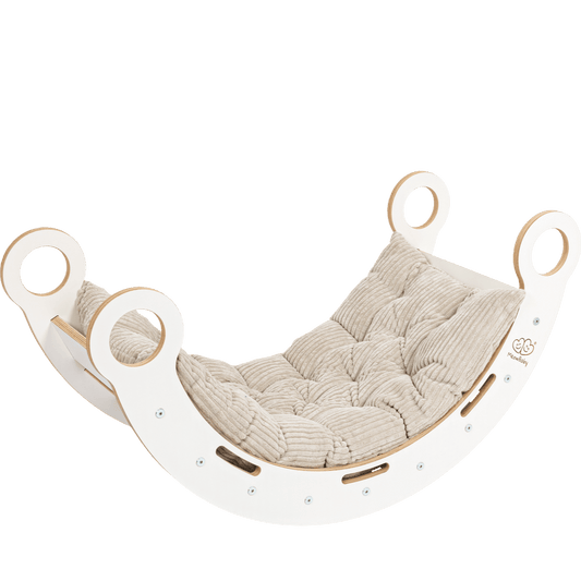 White Wooden Dream Rocker with Pillow and Slide - Medium - Kindeco