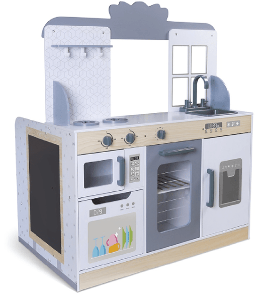Wooden 2 - in - 1 Diner & Kitchen Play Set - Kindeco