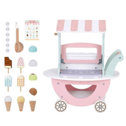 Wooden 3 - in - 1 Ice Cream Shop & Market Cart - Kindeco