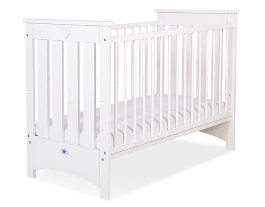 Wooden Baby Cot 120x60cm Lorenzo III - White - Kindeco