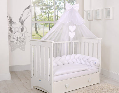 Wooden Baby Cot 120x60cm Lorenzo III - White - Kindeco