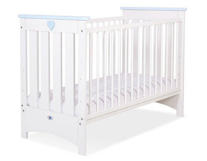 Wooden Baby Cot 120x60cm Lorenzo III - White - Blue - Kindeco