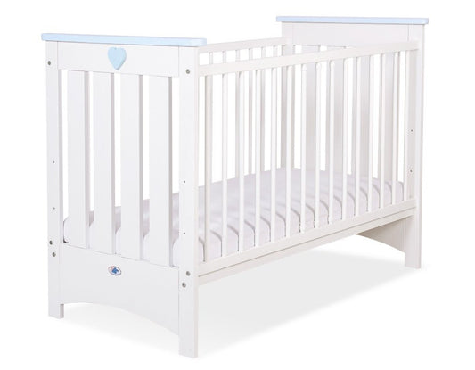 Wooden Baby Cot 120x60cm Lorenzo III - White - Blue - Kindeco