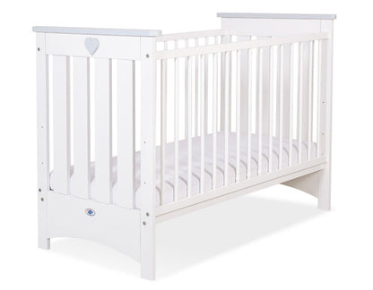 Wooden Baby Cot 120x60cm Lorenzo III - White - Grey - Kindeco