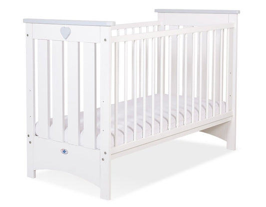 Wooden Baby Cot 120x60cm Lorenzo III - White - Grey - Kindeco