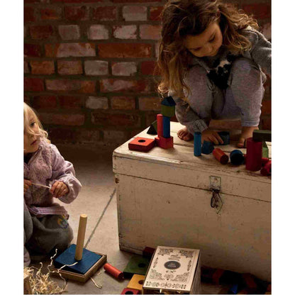 Wooden Blocks in a Box – Cold Colors, 30 Pieces - Kindeco