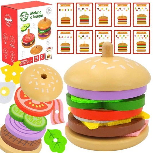 Wooden Burger Restaurant Puzzle - 15 pcs - Kindeco