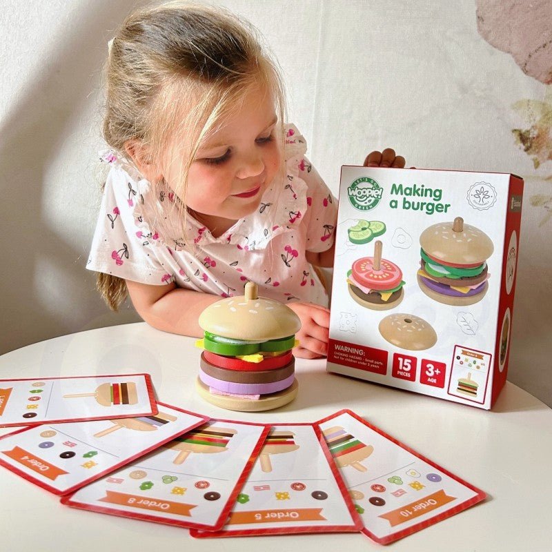 Wooden Burger Restaurant Puzzle - 15 pcs - Kindeco