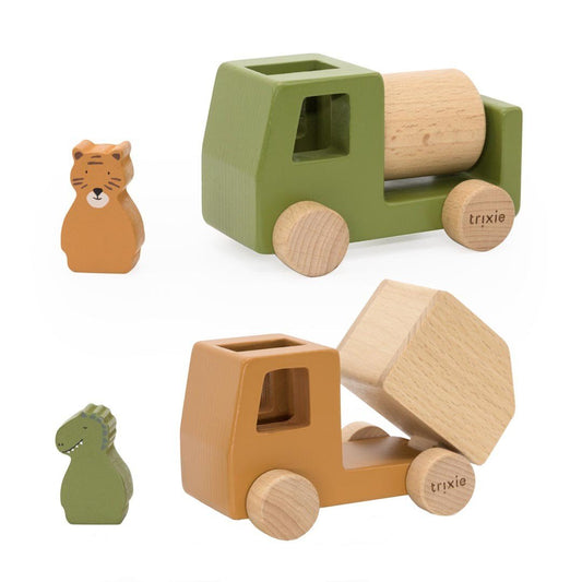 Wooden Construction Cars with Animals - Kindeco