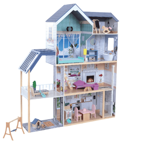 Wooden Dollhouse Crystal with LED Lights - Kindeco