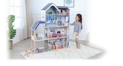 Wooden Dollhouse Crystal with LED Lights - Kindeco