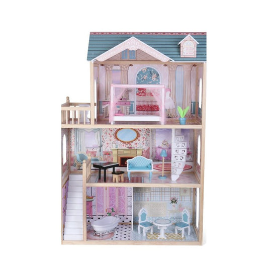 Wooden Dollhouse Emily with LED Lights - Kindeco