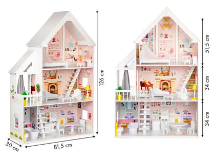 Wooden Dollhouse Liselle with LED Lights - Kindeco