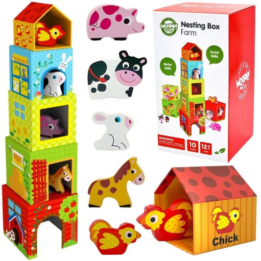 Wooden Farm in Boxes Cube Puzzle with Animals - Kindeco