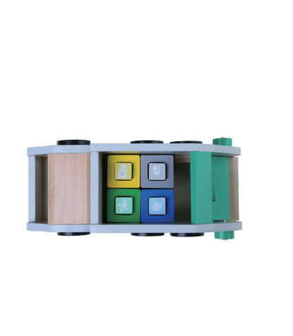 Wooden Garbage Truck with Sorting Bins - Kindeco