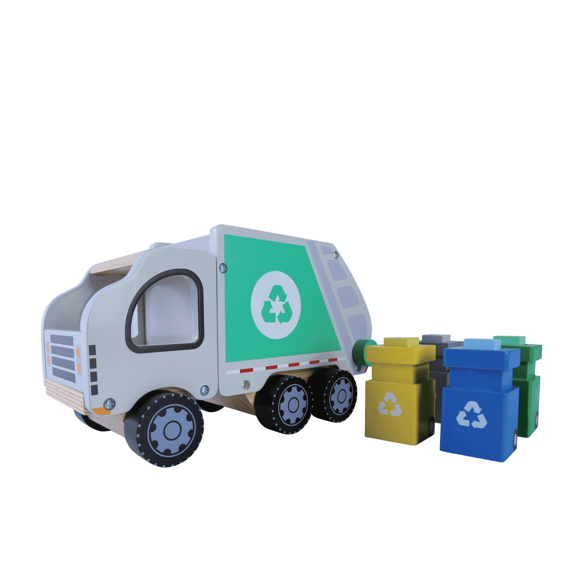 Wooden Garbage Truck with Sorting Bins - Kindeco